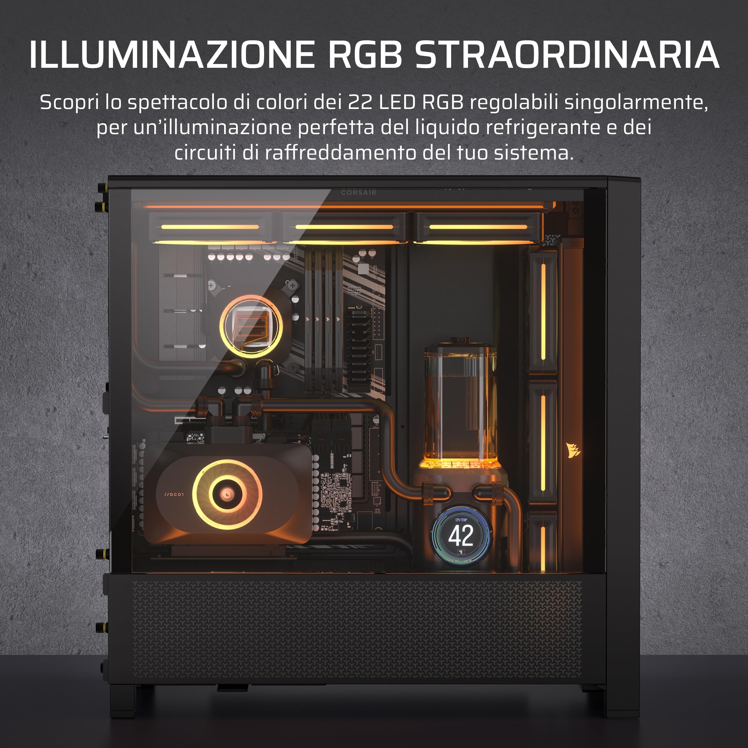 CORSAIR iCUE LINK XD6 RGB ELITE LCD Unità Pompa/Serbatoio – Pompa FlowDrive Max, Schermo LCD IPS 480x480, Sensore di Temperatura Integrato, 22 LED RGB Indirizzabili – Grigio Acciaio