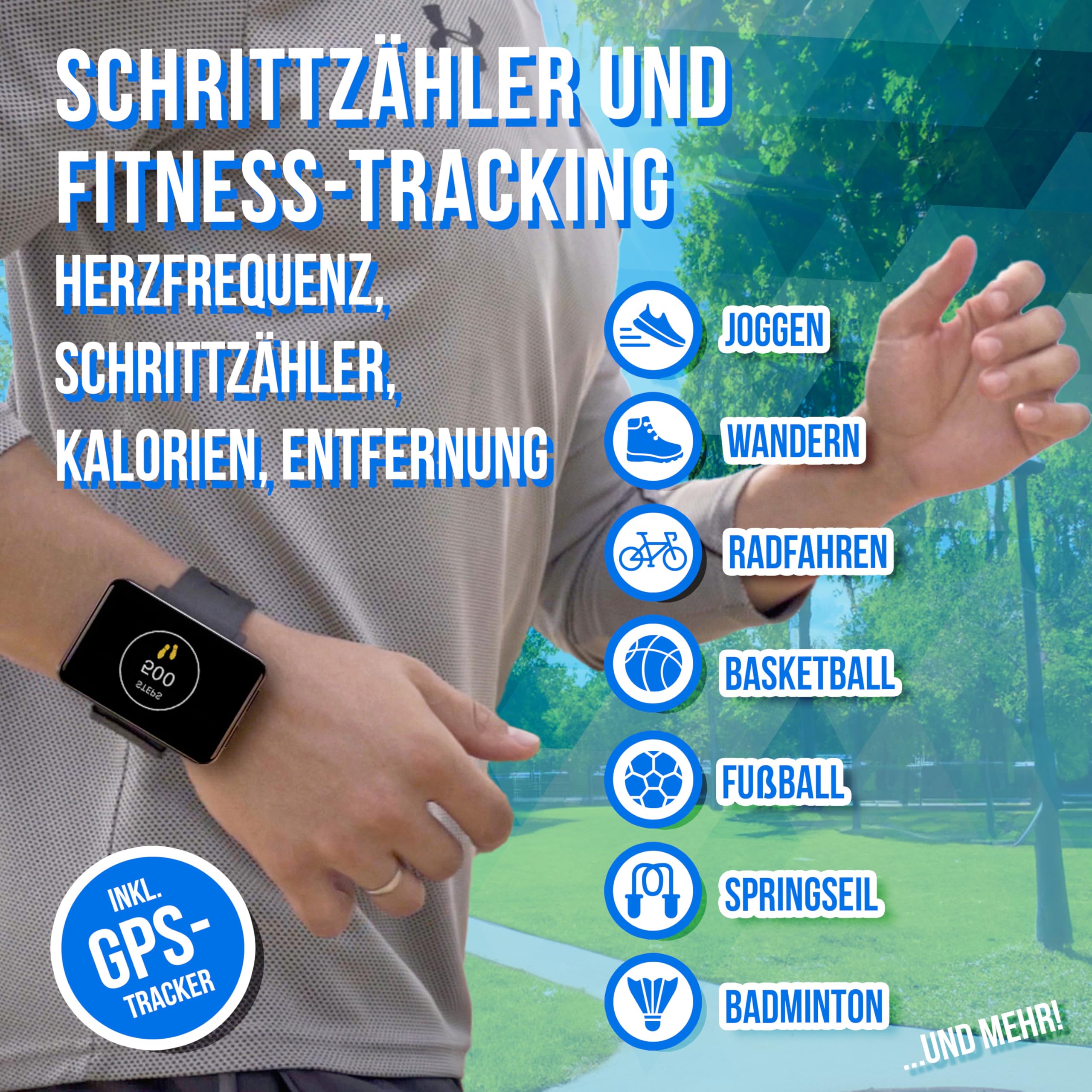 Silvergear® Smartwatch Männer & Frauen XL | 2.4 Zoll Touchscreen | Extra große Smart Watch | 16GB Speicher | Kamera, Anrufe, Apps | Fitness Uhr mit Herzfrequenzmesser | Schrittzähler | iOS, Android |