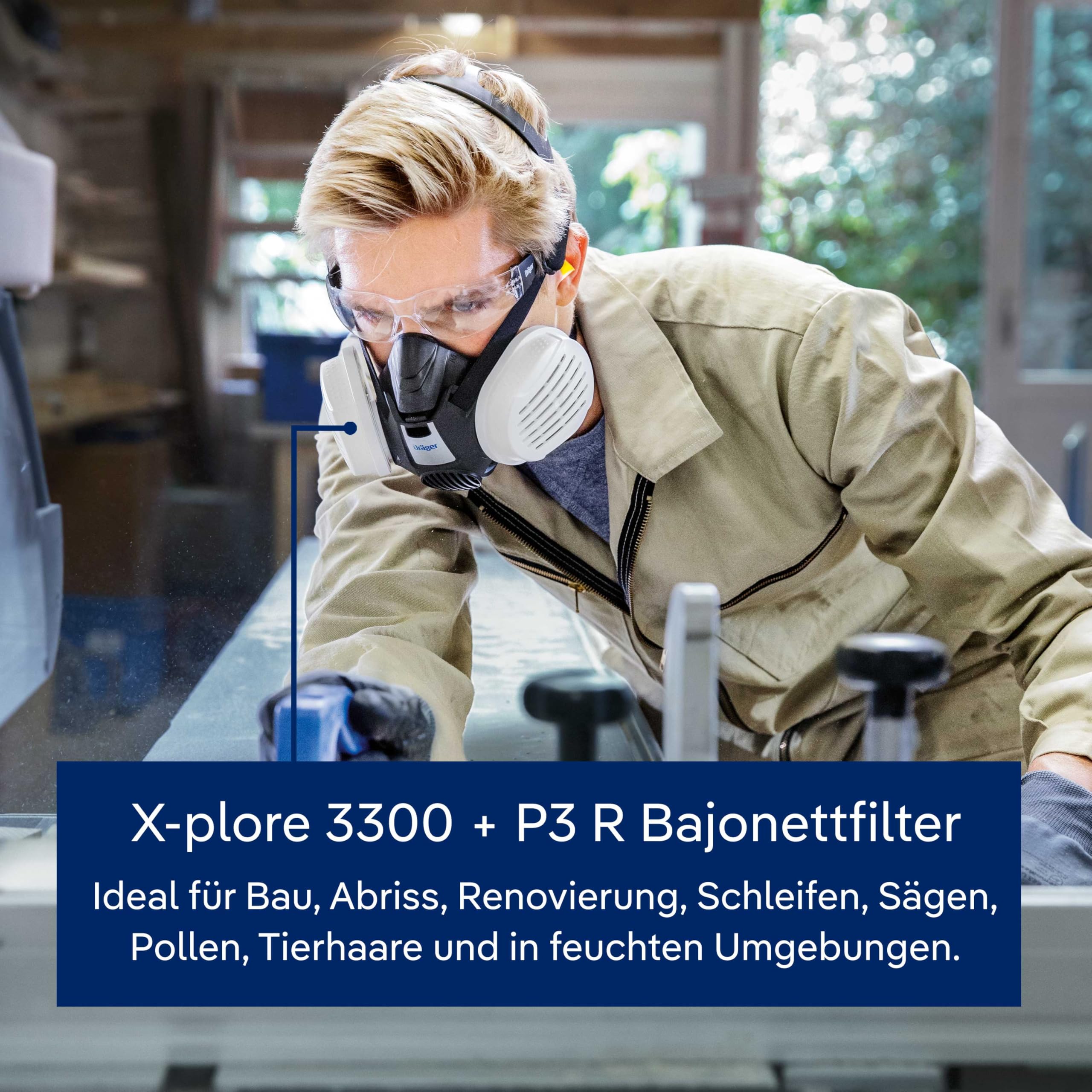 Dräger X-plore 3300 Halbmaske, Mehrweg Atemschutz-Maske für den Einsatz mit wechselbaren Bajonettfiltern, verschiedene Größen