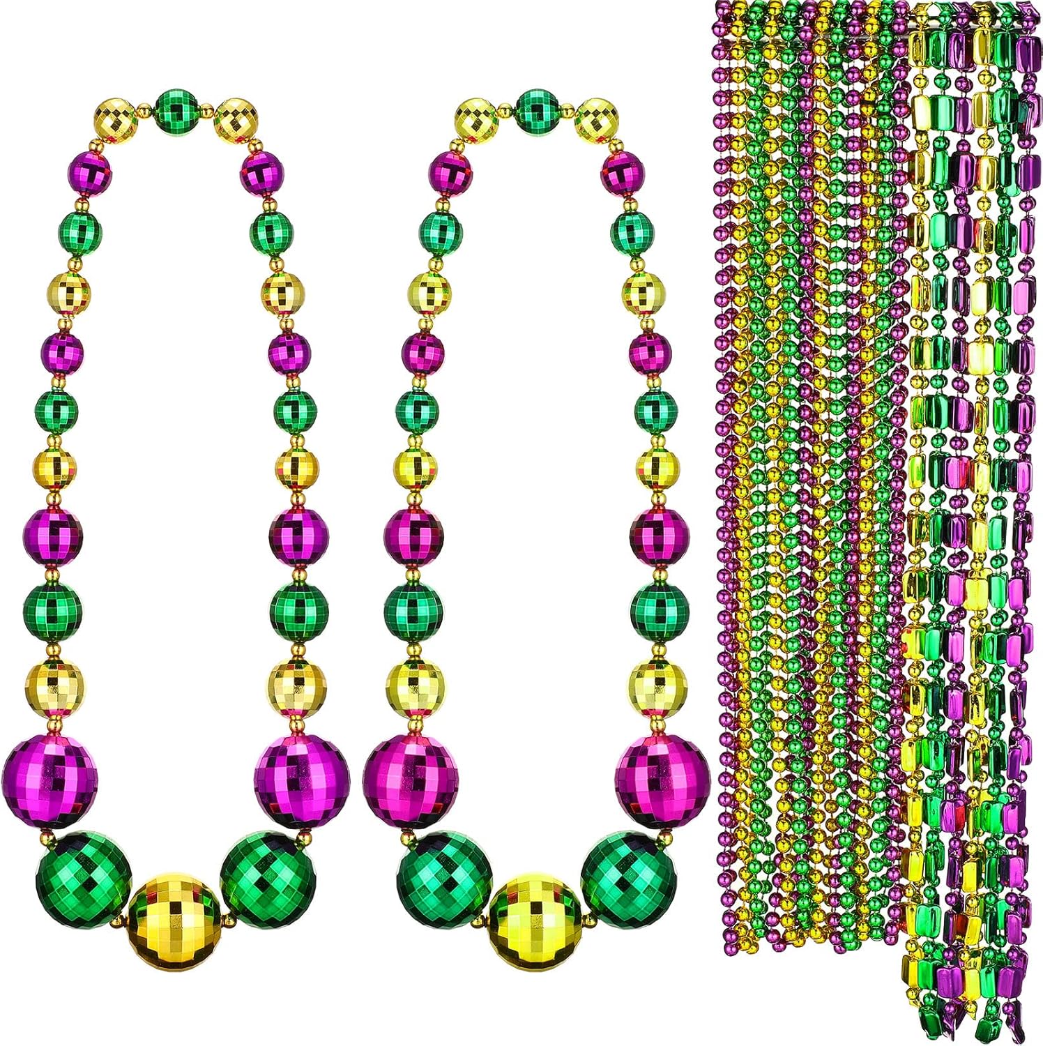 32 Pieces Mardi Gras Beads Necklaces Jumbo Ball Bead