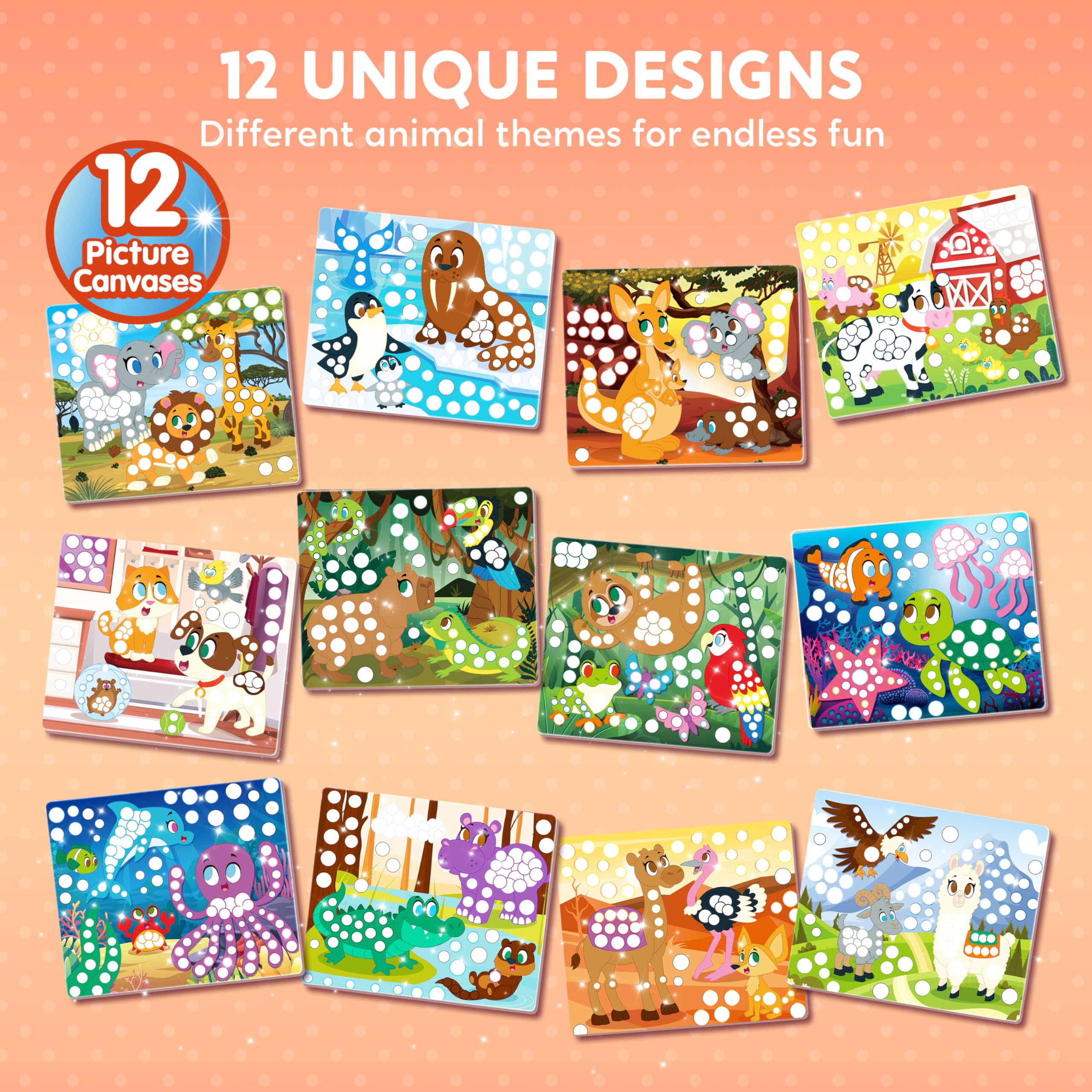 Klever Kits Animal Dot Art Kit for Kids No Mess Sticker for Toddlers 3-7, Craft Kits, DIY Creative Activity, Travel Toy - Image 2