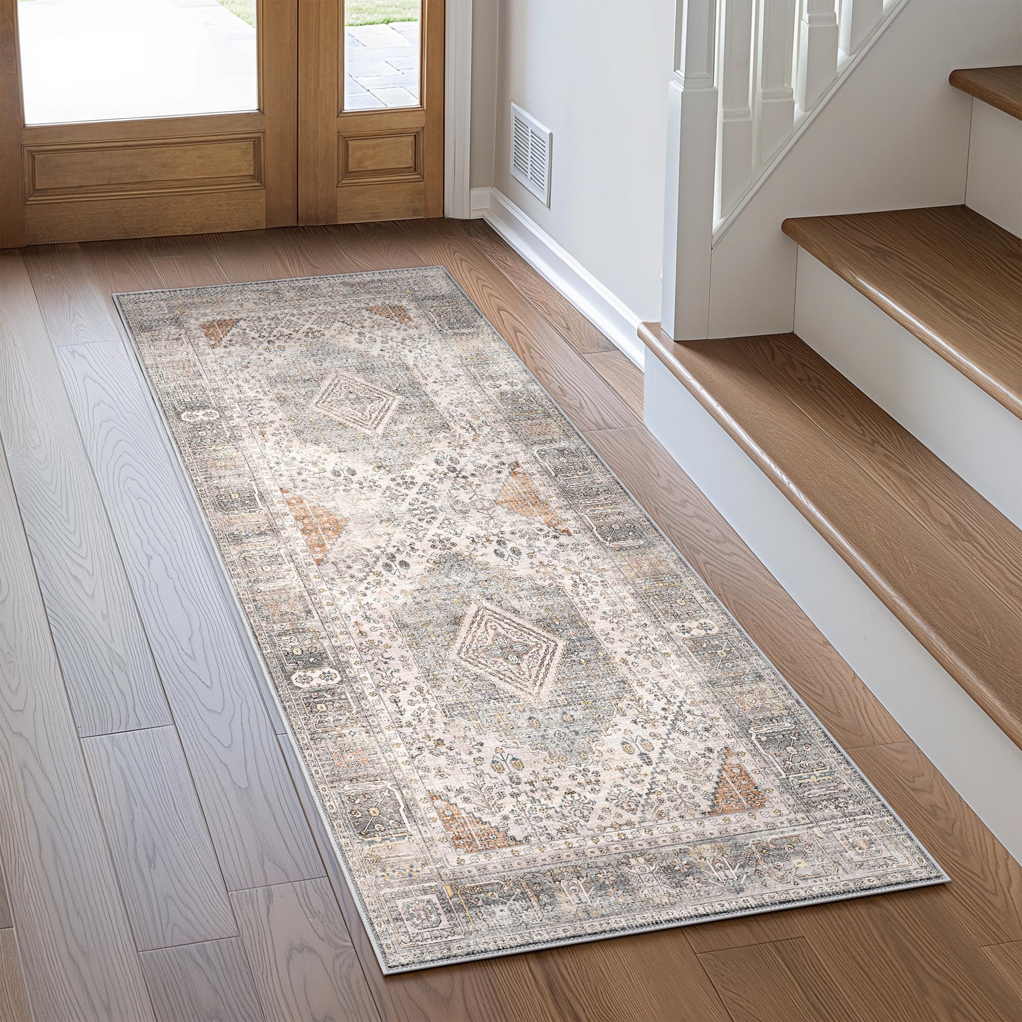 GENIMO 2x10 Non Slip Hallway Runner Rug, Machine Washable, Thin & Low Pile Lightweight for Kitchen, Laundry, Entryway, Bedroom & Living Room