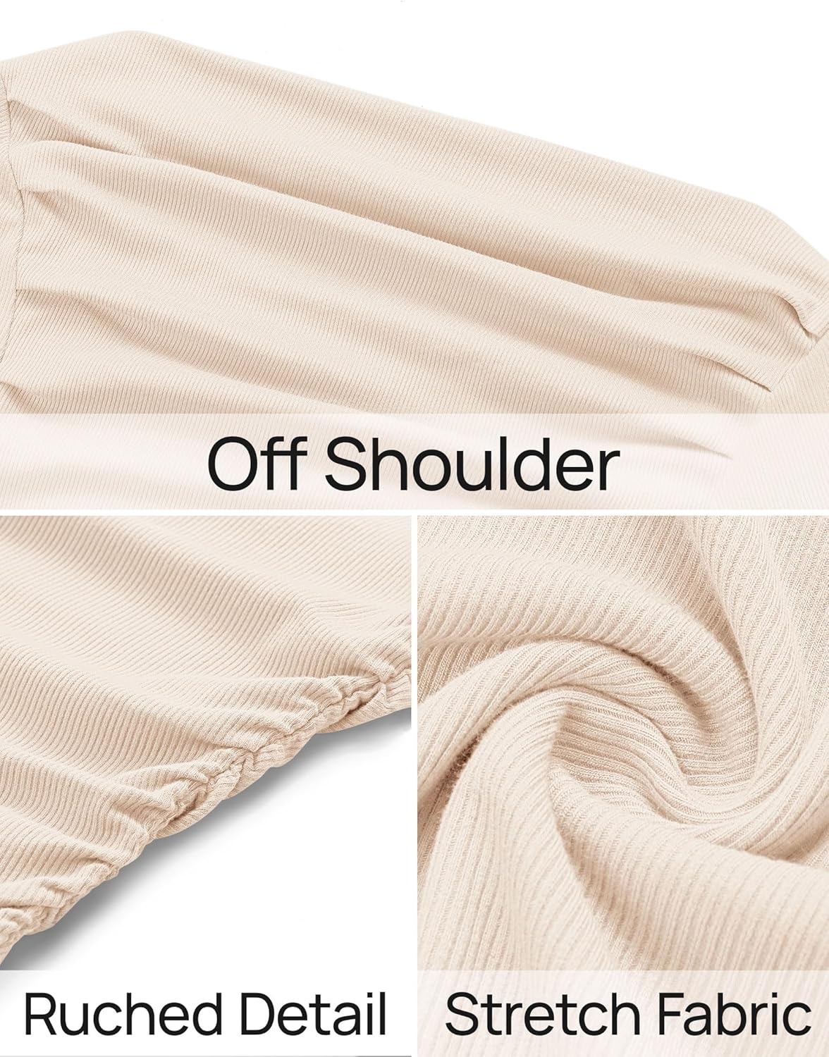 ZESICA Womens Off Shoulder Long Sleeve Tops 2026 Spring Casual Boat Neck Ruched Slim Fit Going Out Y2k Shirts Blouses - Image 6