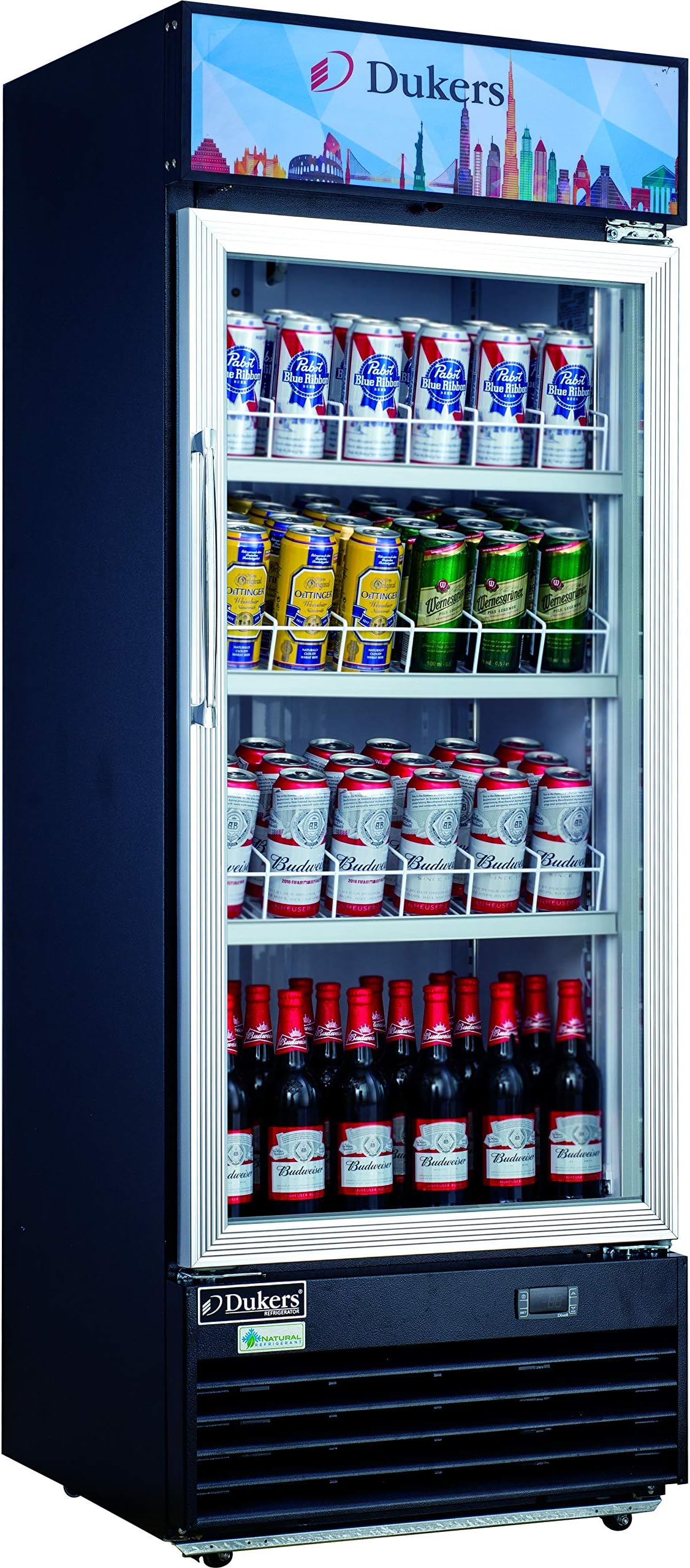 Dukers DSM-12R 11.4 cu. ft. Commercial Single Glass Swing Door Merchandiser Refrigerator