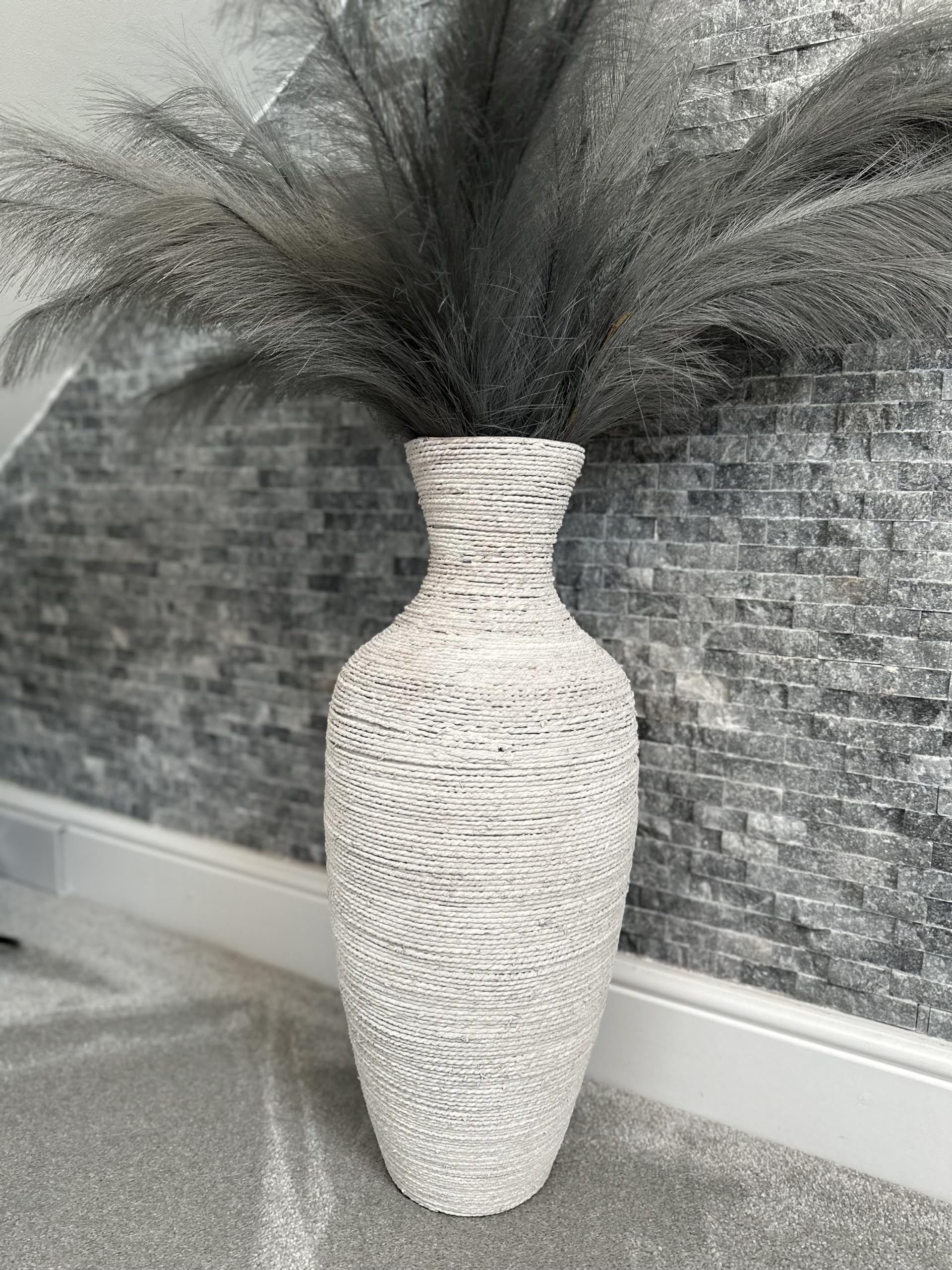 Marissa's Garden & Gift White 60Cm Bamboo And Seagrass Floor Or Table Top Vase