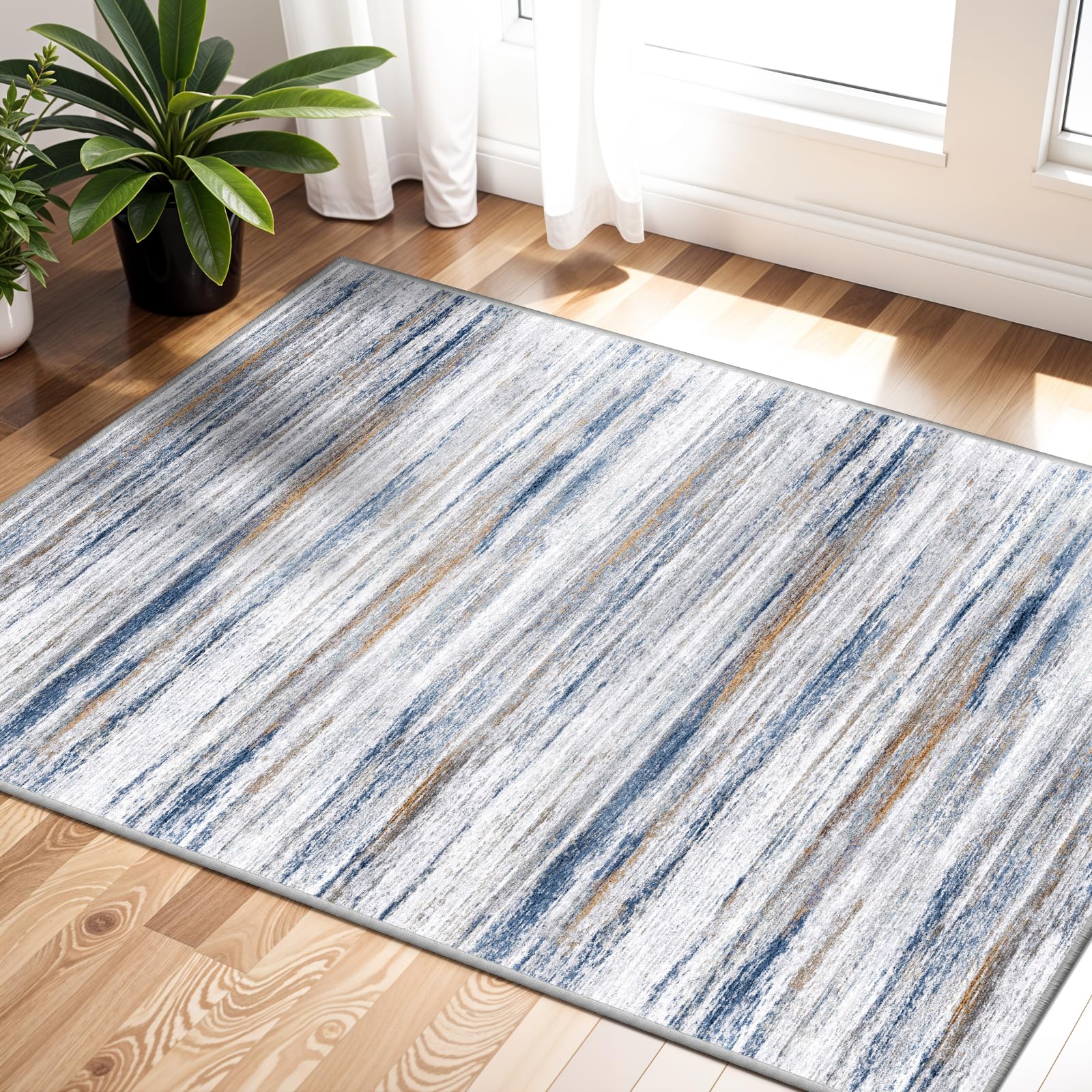 WIEVEDENS 2x3 Small Washable Area Rug: Non-Slip Indoor Door Mat for Entrance Doorway Kitchen Bedroom Living Room - Abstract Farmhouse Throw Rug for