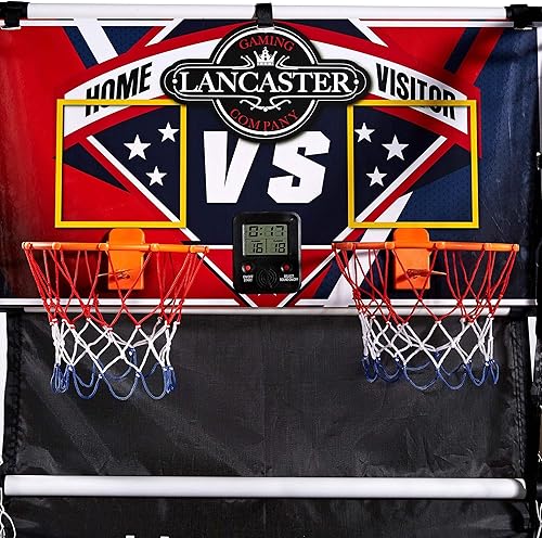 Miniatura 6 de Lancaster - Juego de sala de juego para 2 jugadores, juego de sala de juego de sala de juego con 4 pelotas de baloncesto, bomba de aire y marcador