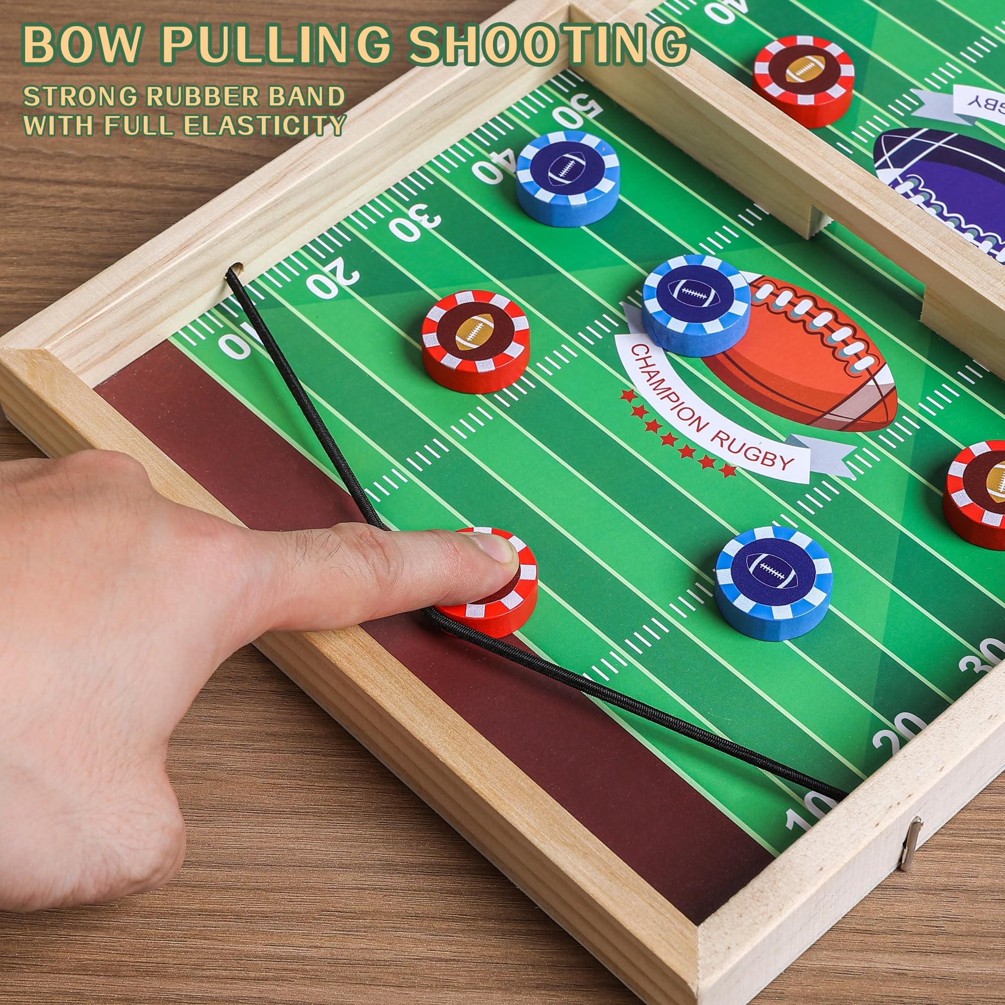 AIUAZA Fútbol Rápido Clásico Anillo Juego de Tiro Juego Familiar Noche con Amigos Fiesta Juego de Mesa de Hockey de Aire de Madera para Adultos, 2 Jugadores (Large Size)