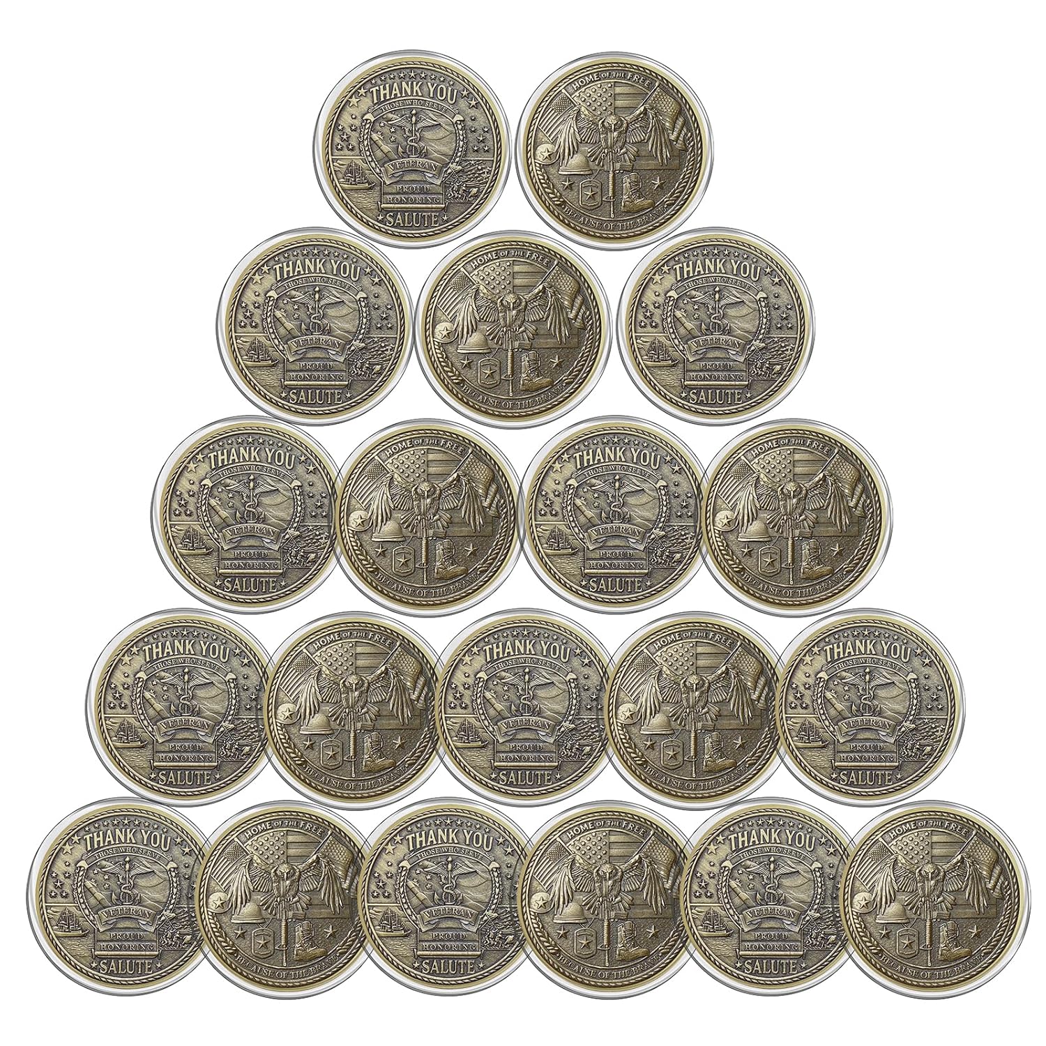 CHURYUML 50Pcs Military Challenge Coins Bulk Veterans Day Gifts Thank You Those Who Serve Honor Coin Military Gifts for Men Women Army Soldiers Thank You for Your Service