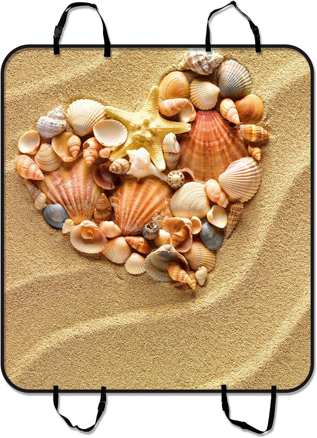 Custom Love Heart Of Sea Shells Starfish Beach Pet Seat Car Cover,Texas Star Dog Car Seat Hammock Car Seat Mat Cargo Mat 54 X 60 Inches