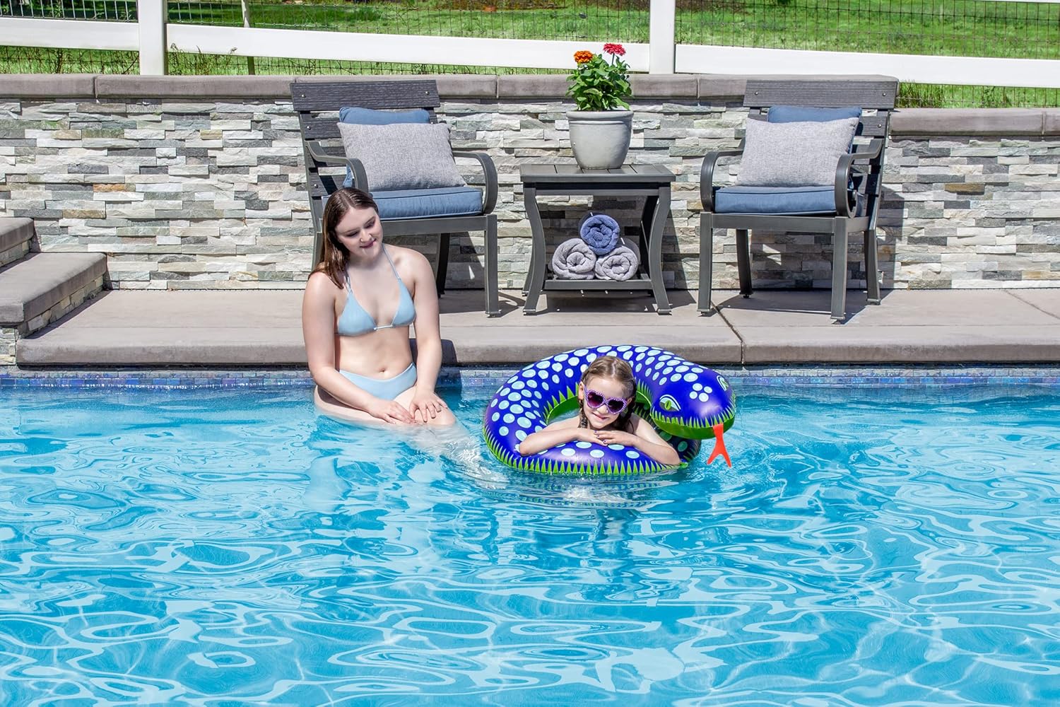 Poolmaster Swimming Pool Float Split Pool Ring, Snake, Green