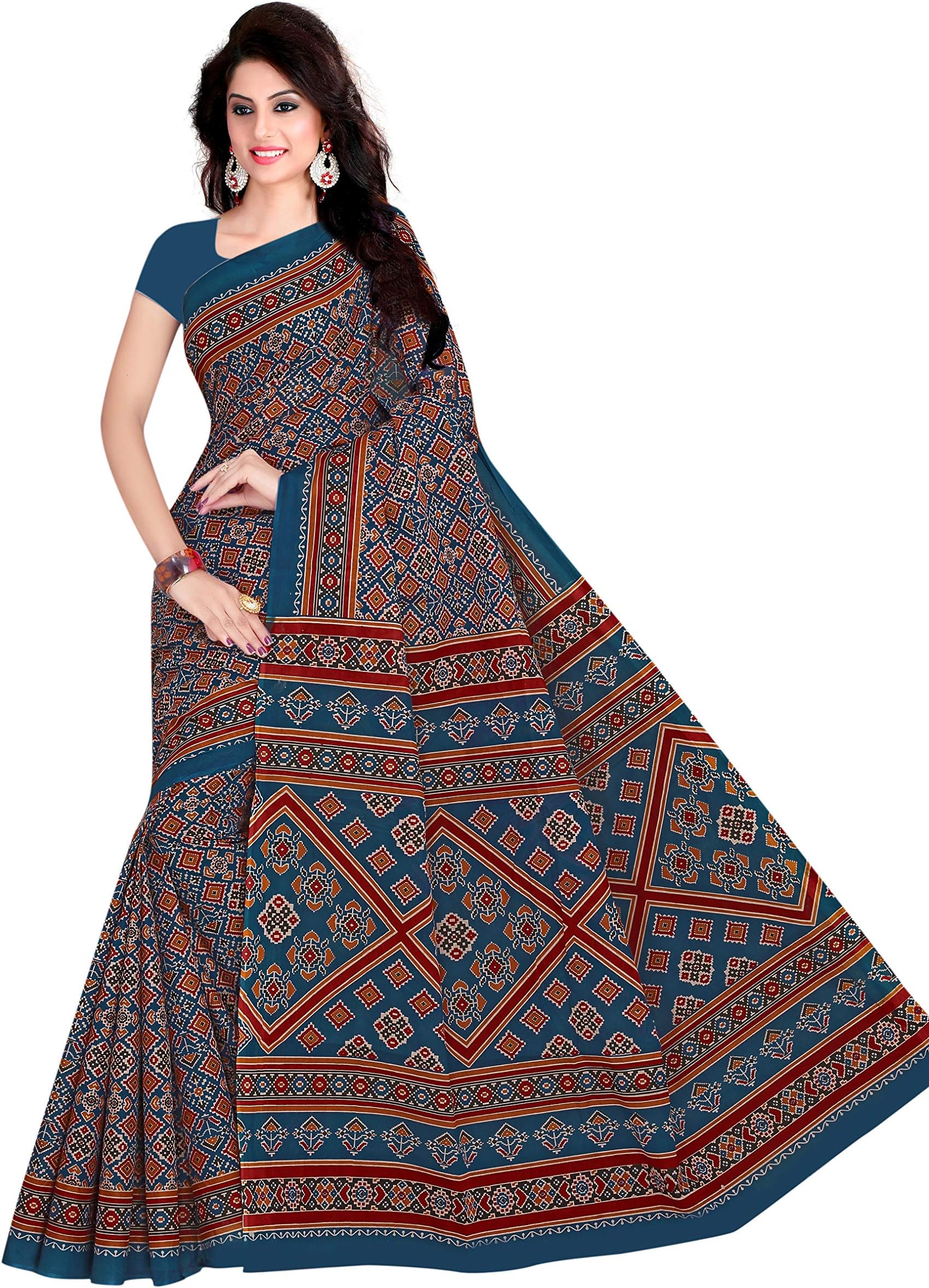 Women's Ikat Pure Cotton Saree Without Blouse Piece(2225)