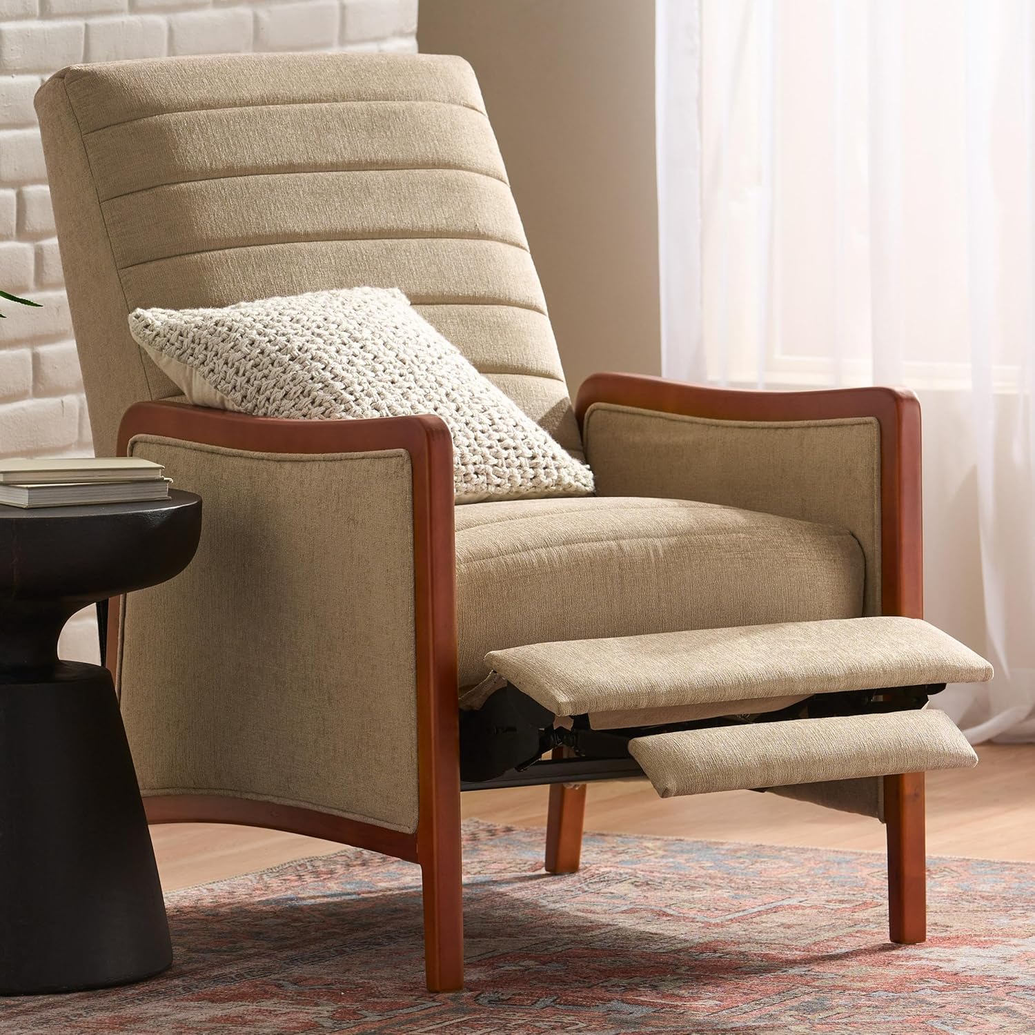 Push Back Recliner Chair, Upholstered Accent Chair Recliners with Thick Seat Cushion and Backrest Small Recliners for Small Spaces Living Room, Home Theater