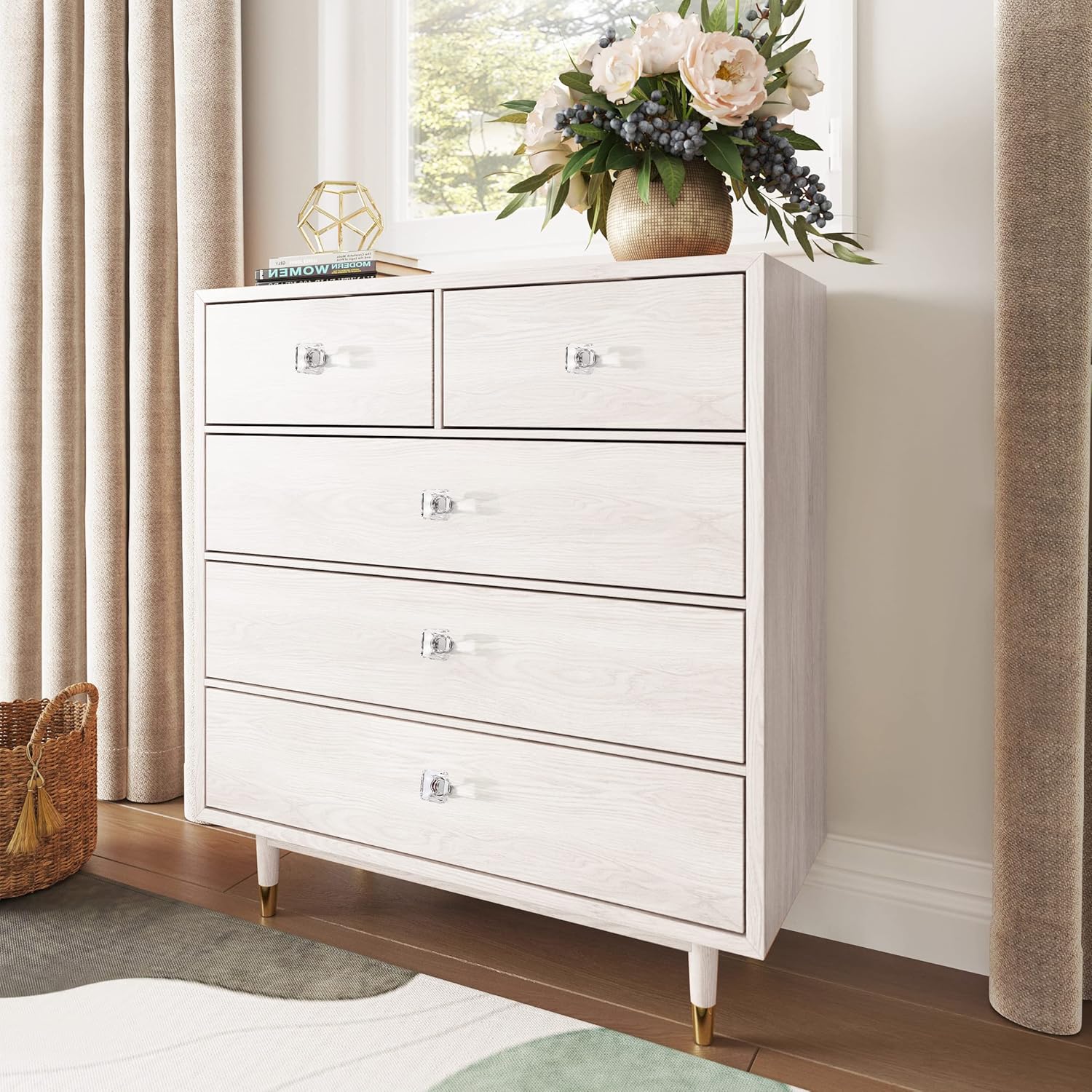 coolnews 16 Pack Glass Cabinet Knobs, Square Crystal Dresser Drawer knobs Kitchen Knobs and Pulls, Brushed Nickel