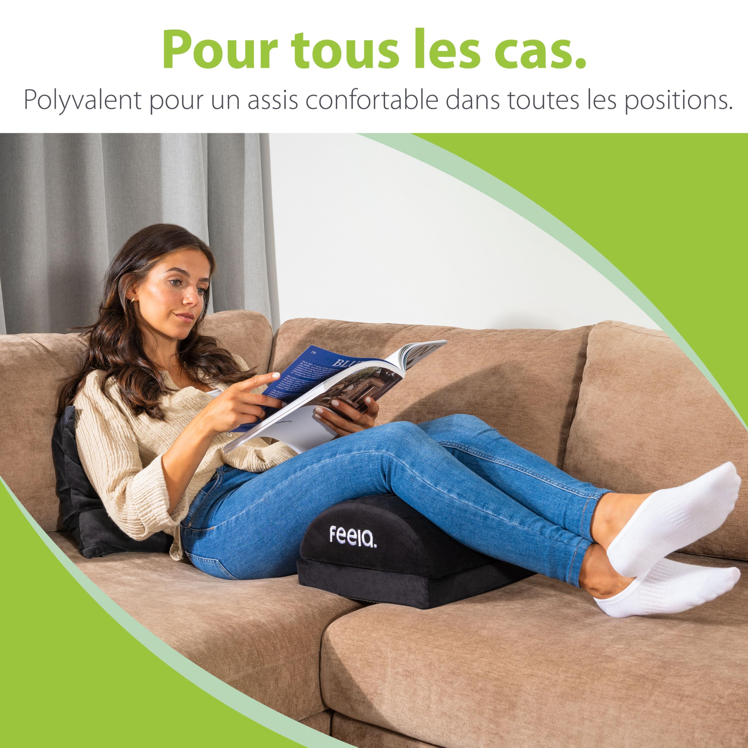 feela.® Repose-pieds ergonomique pour bureau & Co | Utilisable comme tabouret, repose-pieds ou repose-pieds au bureau | Foot Rest | Réglable en hauteur (Noir)