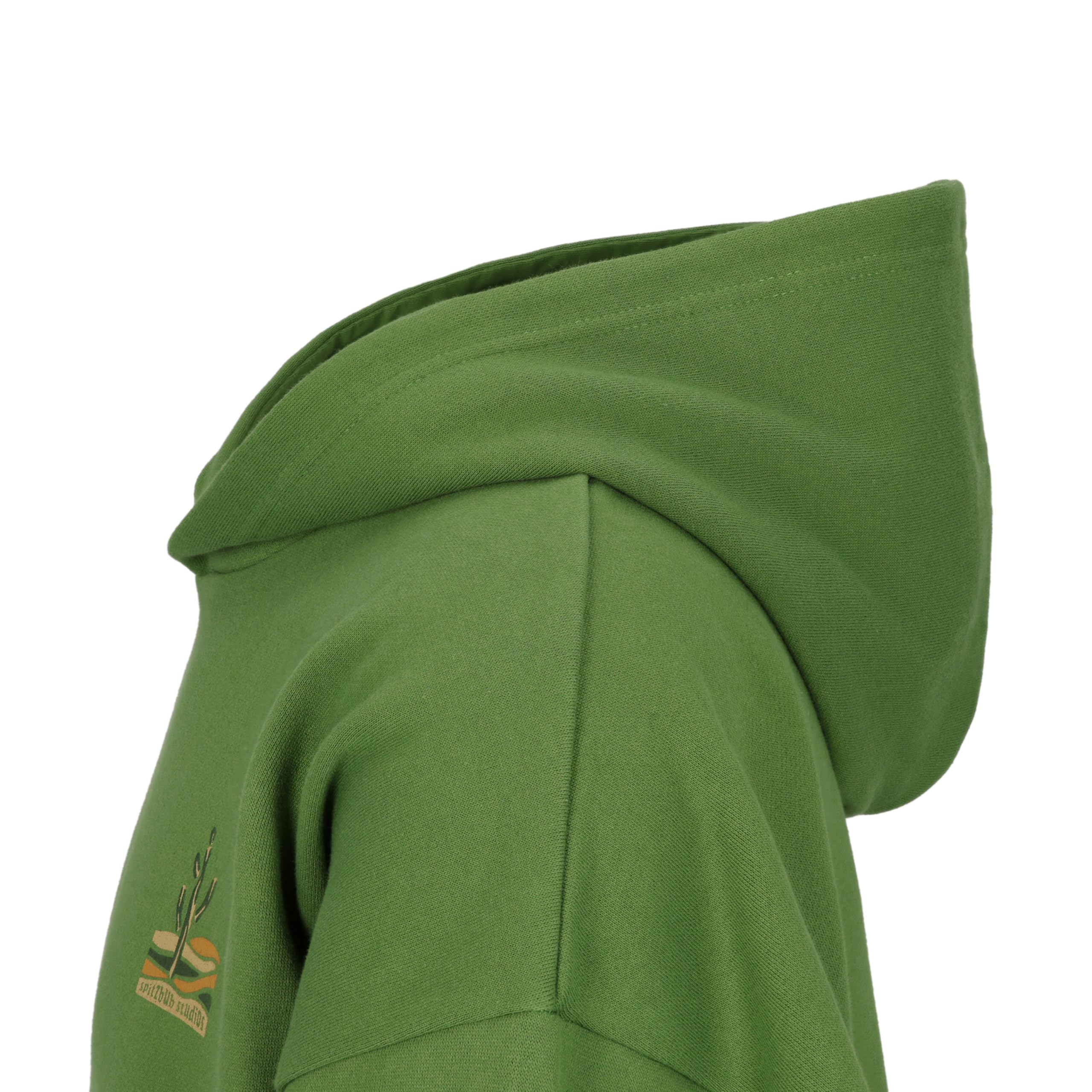 Spitzbub Oversized Hoodie Green Oasis – Kapuzenpullover,Grün mit Kaktusprint auf der Brust & Markenprint hinten