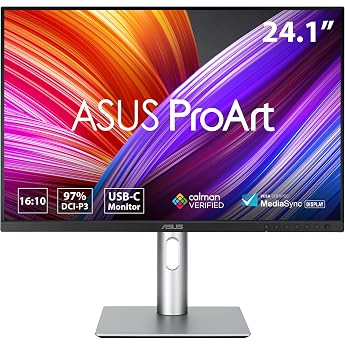 ASUS ProArt PA248CRV - 24.1 Inch WUXGA Professional Monitor - 1610 IPS 1920 x 1200 - Ergonomic Pivot Calman High Colour Fidelity HDR 10 - DP in/out Daisy Chain HDMI 96W USB-C USB-C USB-Hub