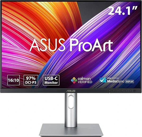 ASUS ProArt 24” (24.1” viewable) 16:10 HDR Professional Monitor (PA248CRV) - IPS, (1920 x 1200), 97% DCI-P3, ΔE < 2, Calman Verified, USB-C PD 96W, DisplayPort, Daisy-Chain, Ergonomic, 3yr Warranty