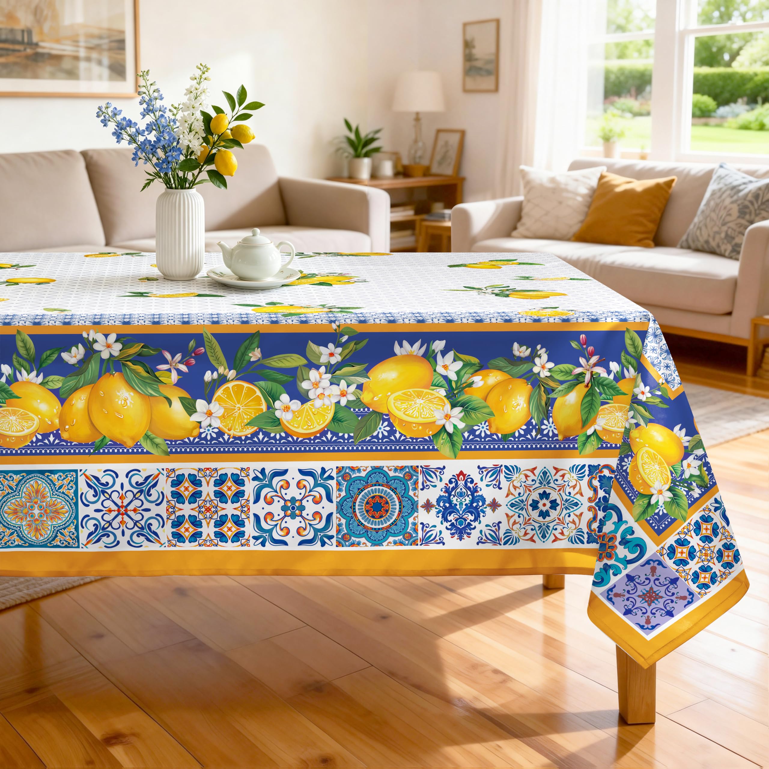 Arquiel Lemons Tablecloth Washable Rectangle Yellow, 139.7x177.8 cm โ image 1