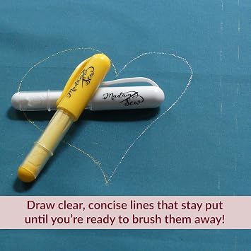 Madam Sew Refillable Tailors Chalk for Fabric - Washable Fabric Markers for Sewing and Quilting with Dosing Wheel, Tailor Chalk Pen for Precise Marking on Cotton, Knit, Suede [Red]
