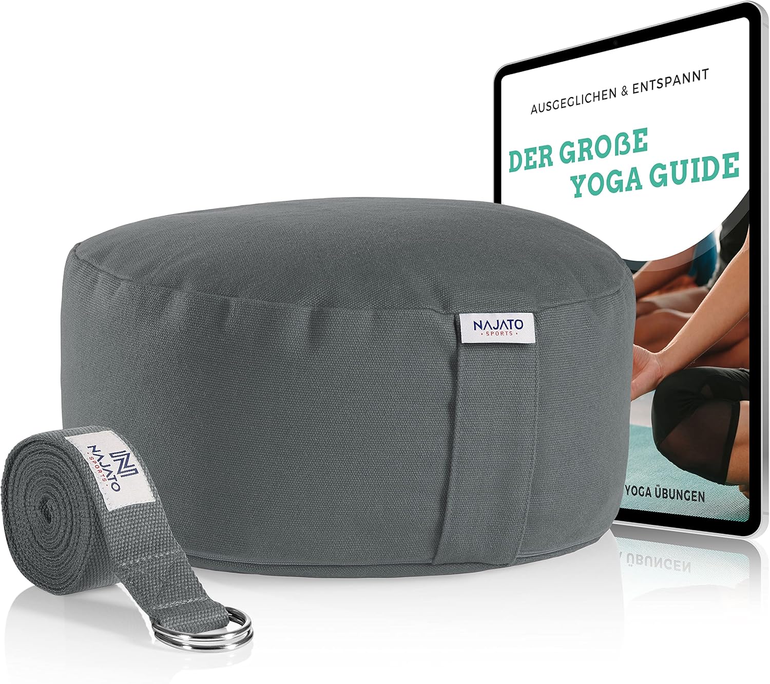 NAJATO Sports Meditationskissen Mit Yoga Gurt & EBook (PDF Datei