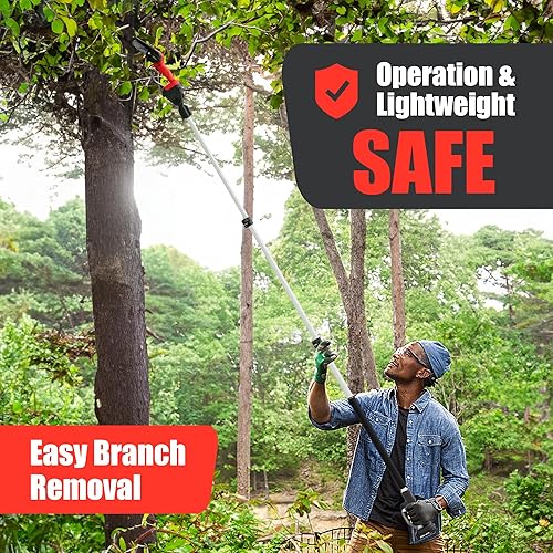 Miniatura 4 de Sierra de poste inalámbrica 2 en 1, mini motosierra con poste, sierras de poste alimentadas por batería de 20 V 2.0 Ah para recortar árboles, sierra