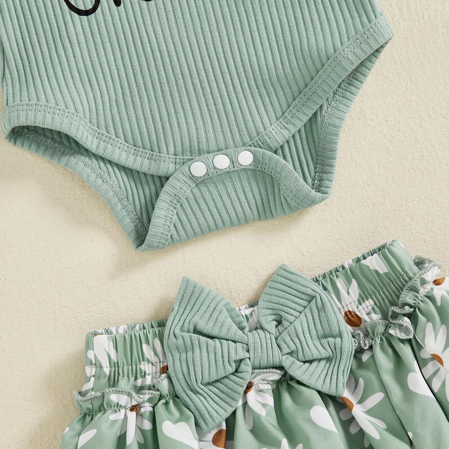 FIOMVA Im New Here Newborn Outfit Girl Onesie Romper+Ruffle Tutu Shorts Bloomer Set Baby Girl Preemie Coming Home Outfit - Image 7