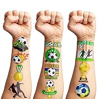 Vista 7 de 96 tatuajes temporales de fútbol para niños, calcomanías de fiesta deportiva con pelotas de fútbol y jugadores, divertidos recuerdos de fiesta