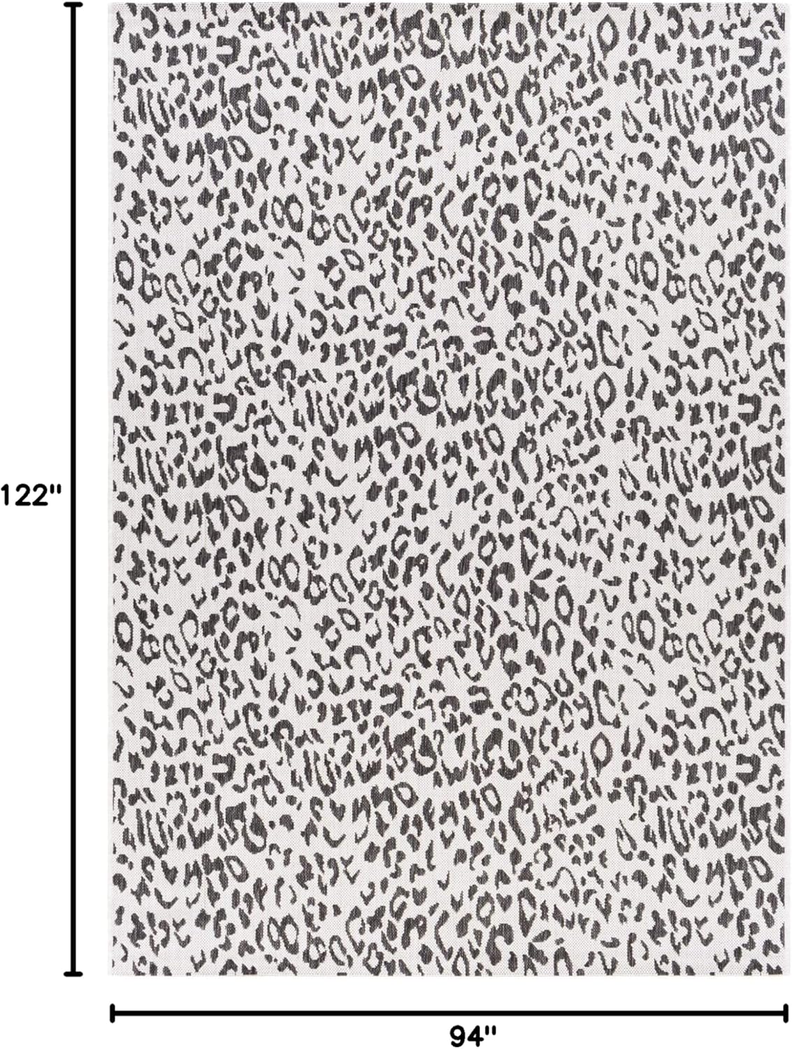Livabliss Esperanza Leopard Outdoor Area Rug,7'10" x 10'2",Black/White