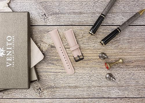 Vista 15 de Tivole - Correa de reloj de cuero de alta calidad hecha a mano compatible con Samsung Galaxy Watch 1.811 in/Gear S3 Frontier/Gear S3 Rosa nude