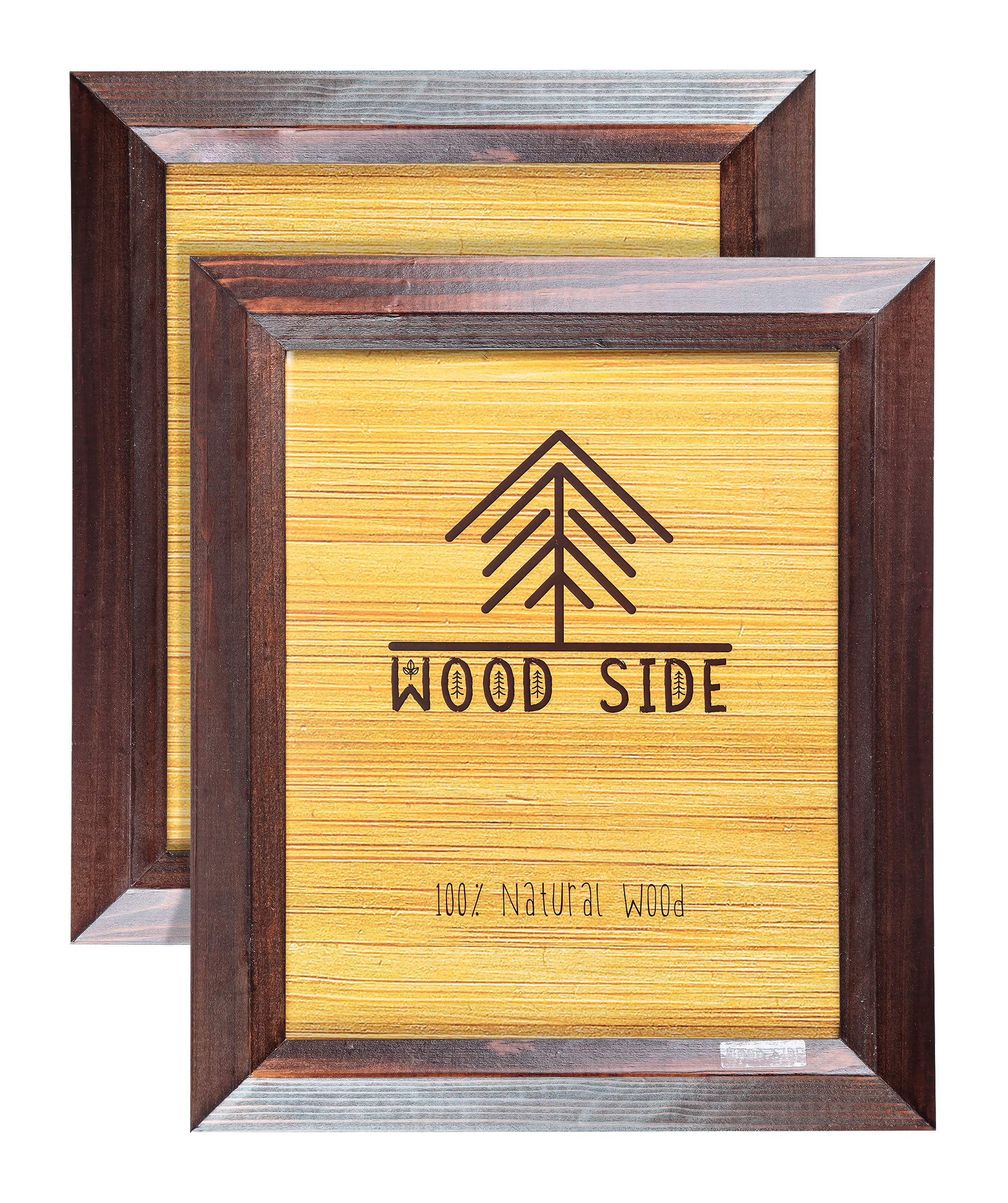 Wooden Picture Frames Brown 5x7 - Pack of 2 - Rustic Design - Made of Solid Wood Finish Beveled Profile with Real Glass for Wall Mounting and Tabletop Photo Frame
