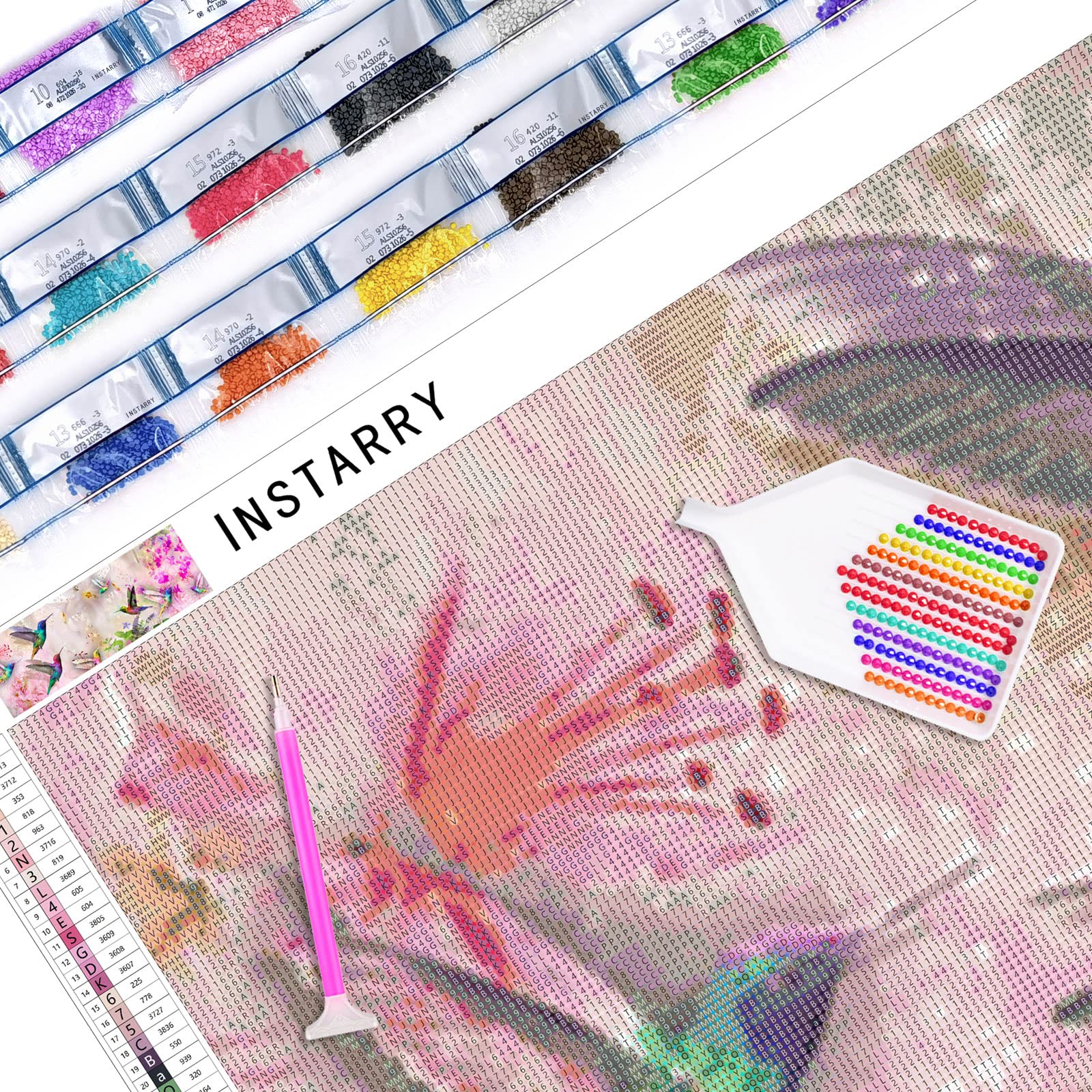 Instarry DIY 5D Diamond Painting Kit Completo Colibrì e Fiori Decorazioni Parete 150x50 cm