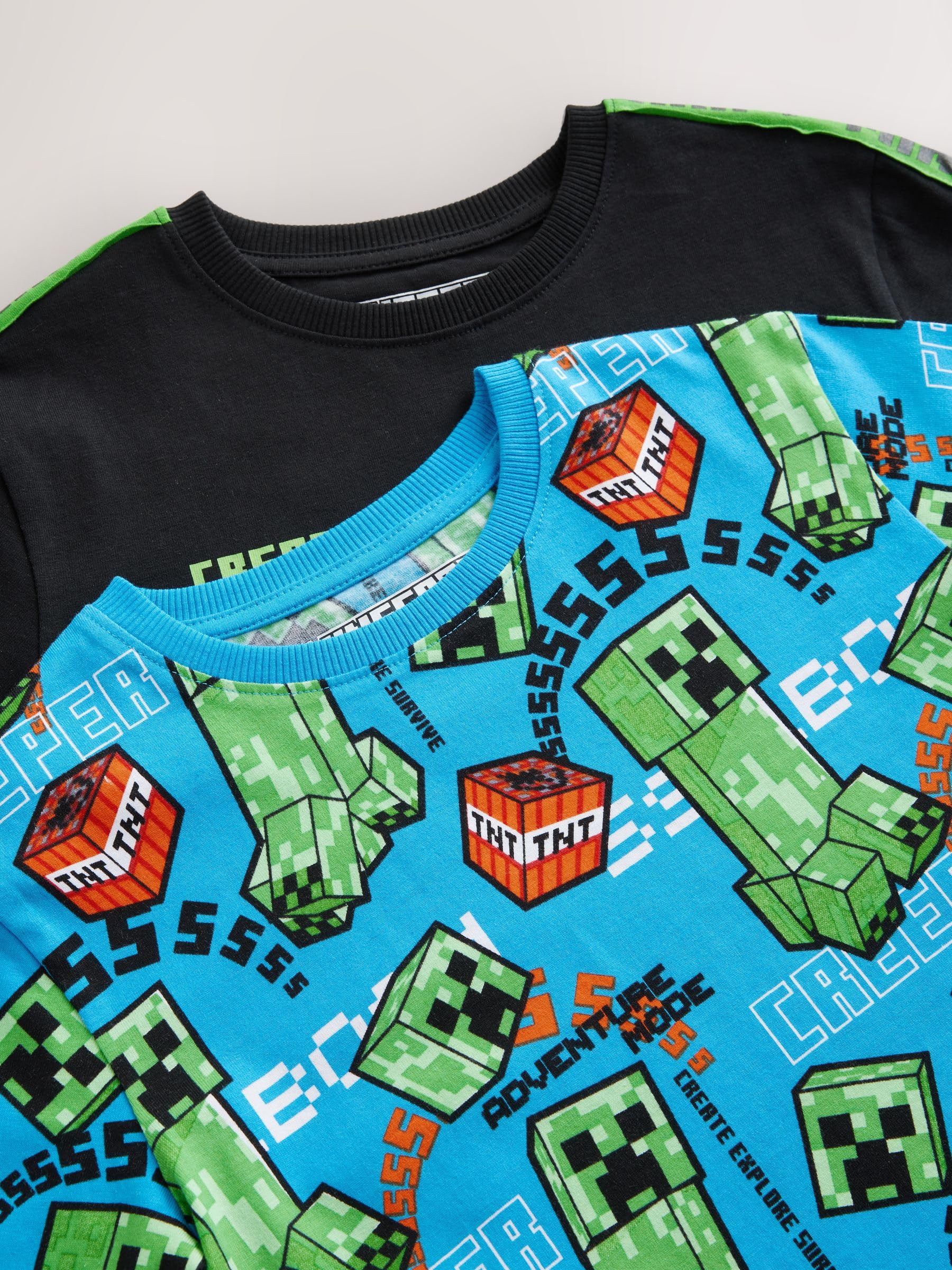 NEXT Garçon Pyjama Short Minecraft sous Licence, Lot de 2