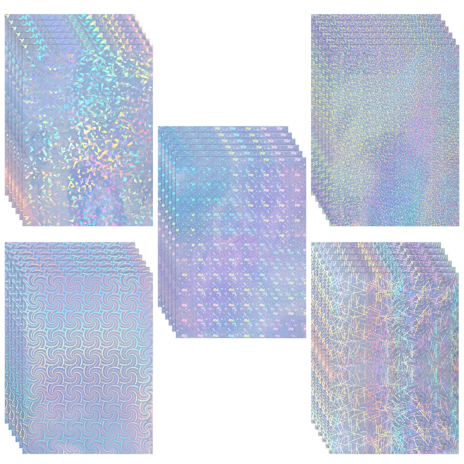 Buy 30 Sheets 5 Types Transparent Holographic Overlay Lamination