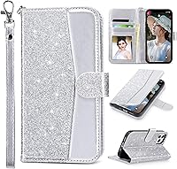 Vista 29 de ULAK Compatible con iPhone 12 Pro Max Funda Cartera con Portarjetas, Funda de Cuero PU con Soporte Plegable Ranuras para Tarjetas Correa de Muñeca