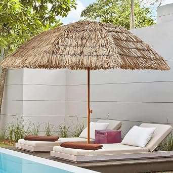 8Thatch Patio Tiki Outdoor Umbrella Tropical Palapa Raffia Tiki Hut Hawaiian Hula Beach Umbrella,Straw umbrella