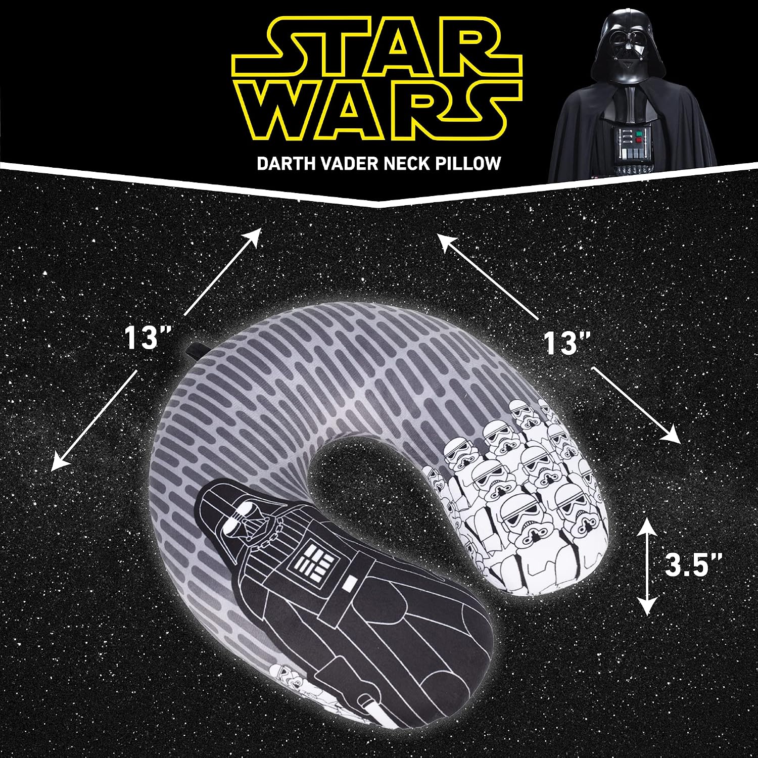 FUL Star Wars Darth Vader and Storm Trooper Travel Neck Pillow for Airplane, Car and Office Comfortable and Breathable, Grey