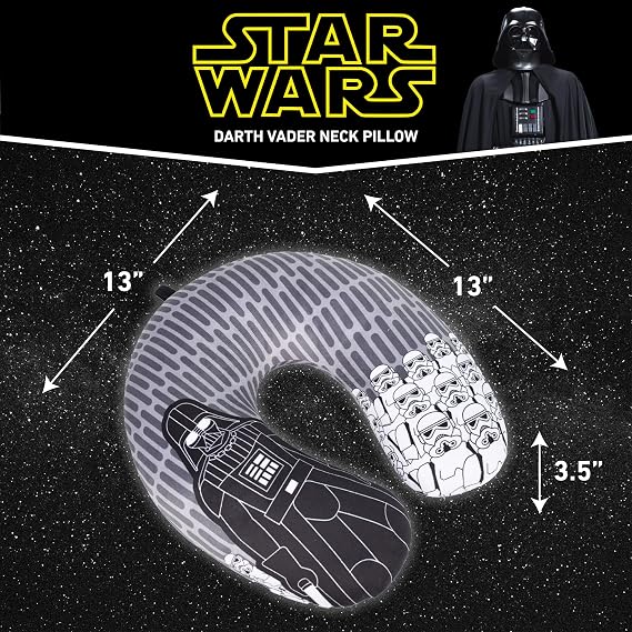 FUL Star Wars Darth Vader and Storm Trooper Travel Neck Pillow for Airplane, Car and Office Comfortable and Breathable, Grey