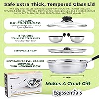 Vista 6 de Eggssentials Fabricante de Huevos Escalfados Sartén para Huevos Escalfados de Acero Inoxidable de Grado Alimenticio Libre de PFOA con Espátula