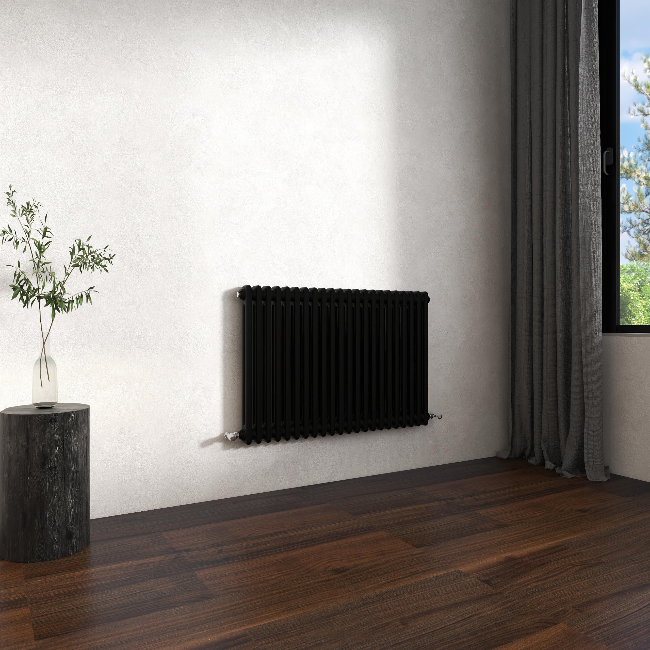 Traditional 2 Column Cast Iron Radiator 600x1010mm Horizontal Black