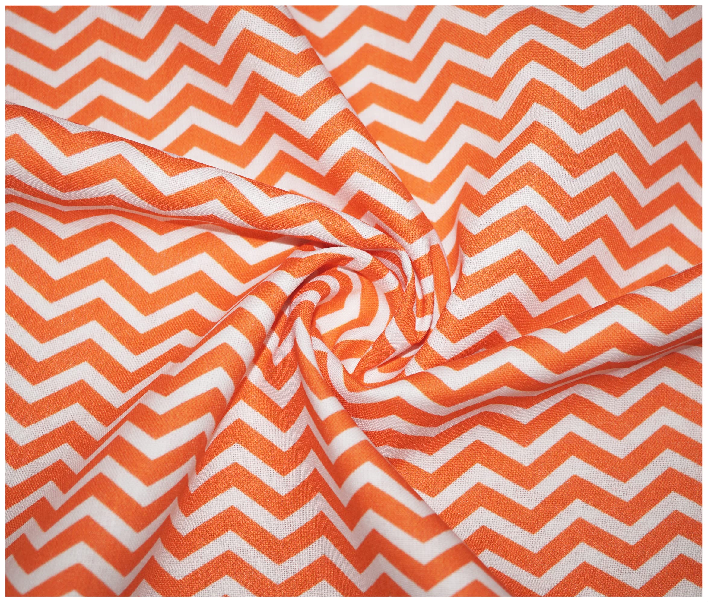 100% Cotton Chevron Zig Zag Poplin Fabric Sewing Arts & Crafts Dressmaking in 13 Colours (1/2 Metre (50 x 140cm), Orange)