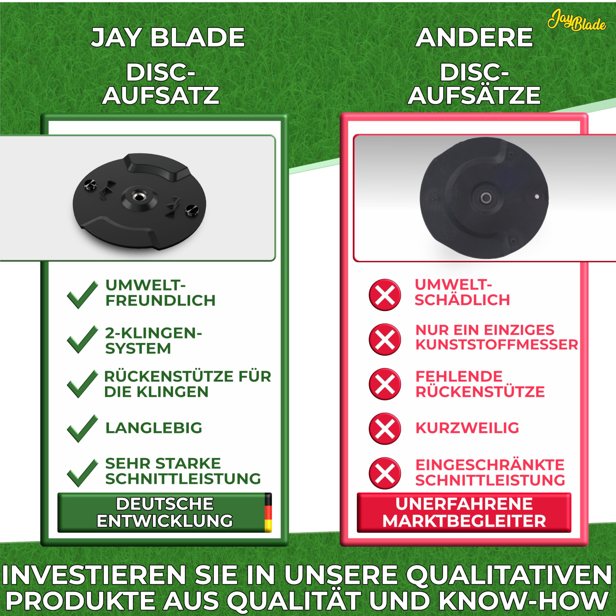 Jay Blade JayBladeSet1 set di lame in metallo per tosaerba a batteria Lame di ricambio compatibili con Einhell Gardol - incluso disco di taglio nessuna lama in nylon o plastica