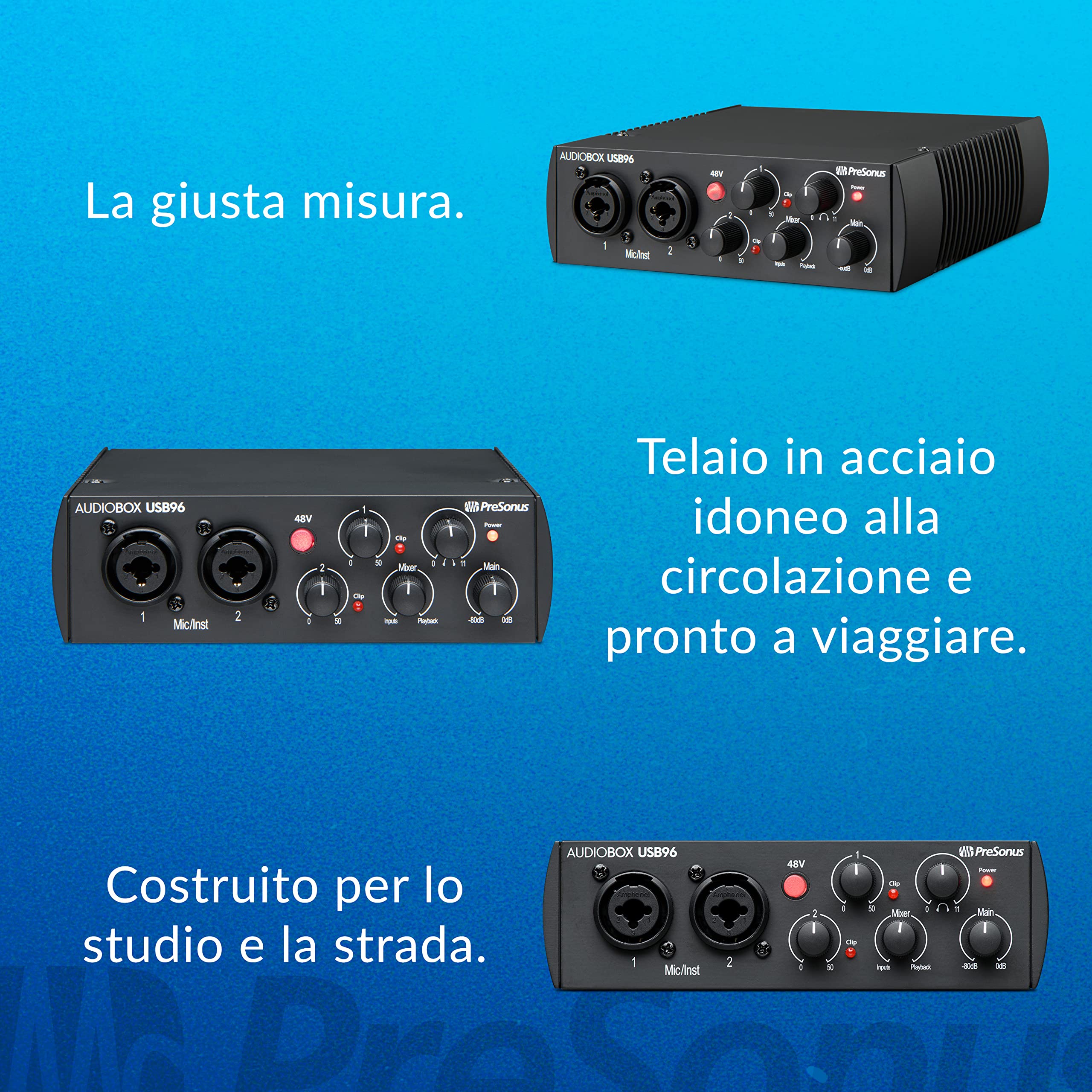 PreSonus AudioBox USB 96 - Interfaccia Audio 25° Anniversario, 24-Bit/96kHz, 2 Ingressi Combo, Preamplificatori di Alta Qualità, Compatibile Mac/Windows, con Pacchetto Software