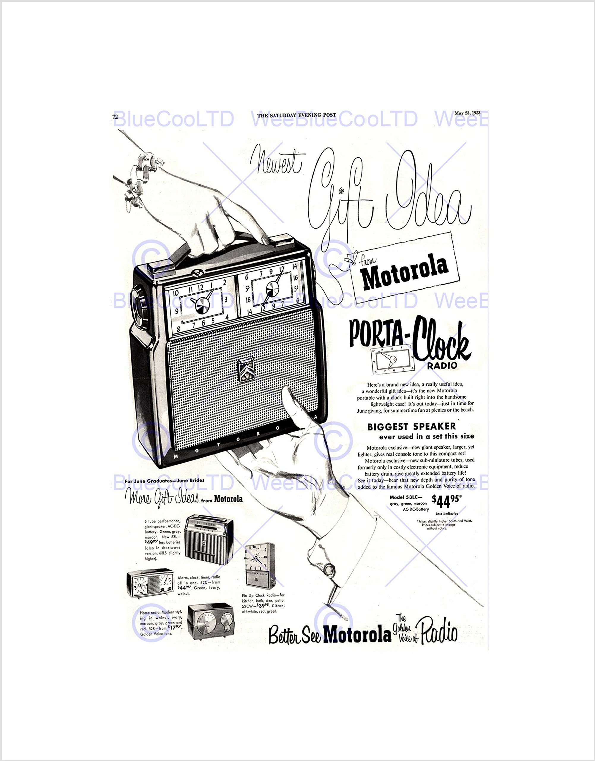 Wee Blue Coo Advert 1953 Clock Radio Vintage Picture Wall Art Print