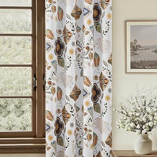 XiDi White Vintage Boho Floral Patterned Blackout Curtains 72 Inch Length