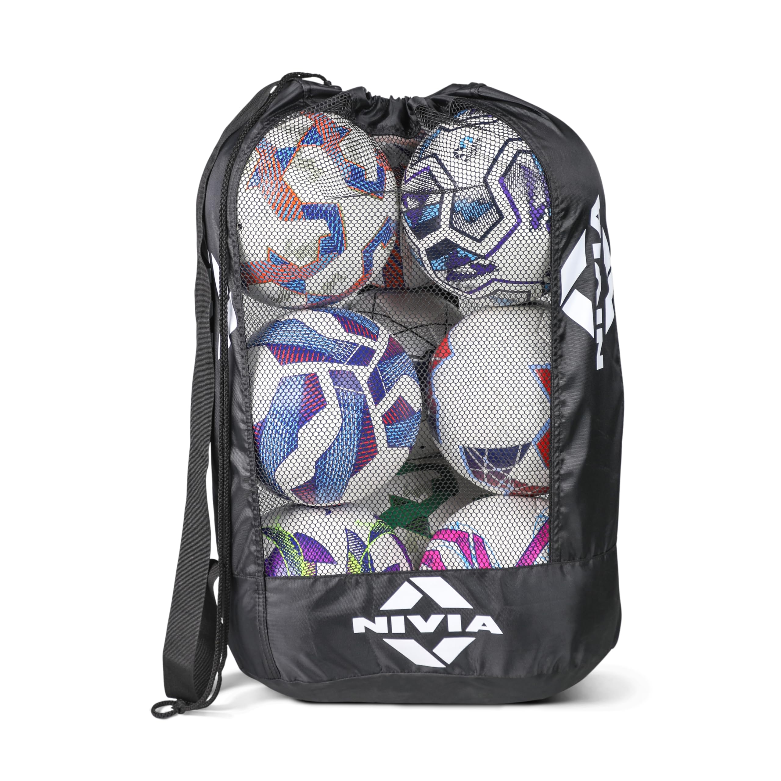 9-Ball Carry Bag, Heavy-Duty Mesh and Nylon Ball Storage Bag, Holds Up to 9 Footballs, Volleyballs, Drawstring Closure with Adjustable Shoulder Strap, Ideal for Teams, and Training Sessions