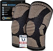 ICEHOF Knee Brace for Men and Women with Copper Ions - 360° Compression - Non-Slip and Breathable - Knee Brace - Knee Brace - Stabilization for Meniscus and Osteoarthritis - 1 Pair (M)