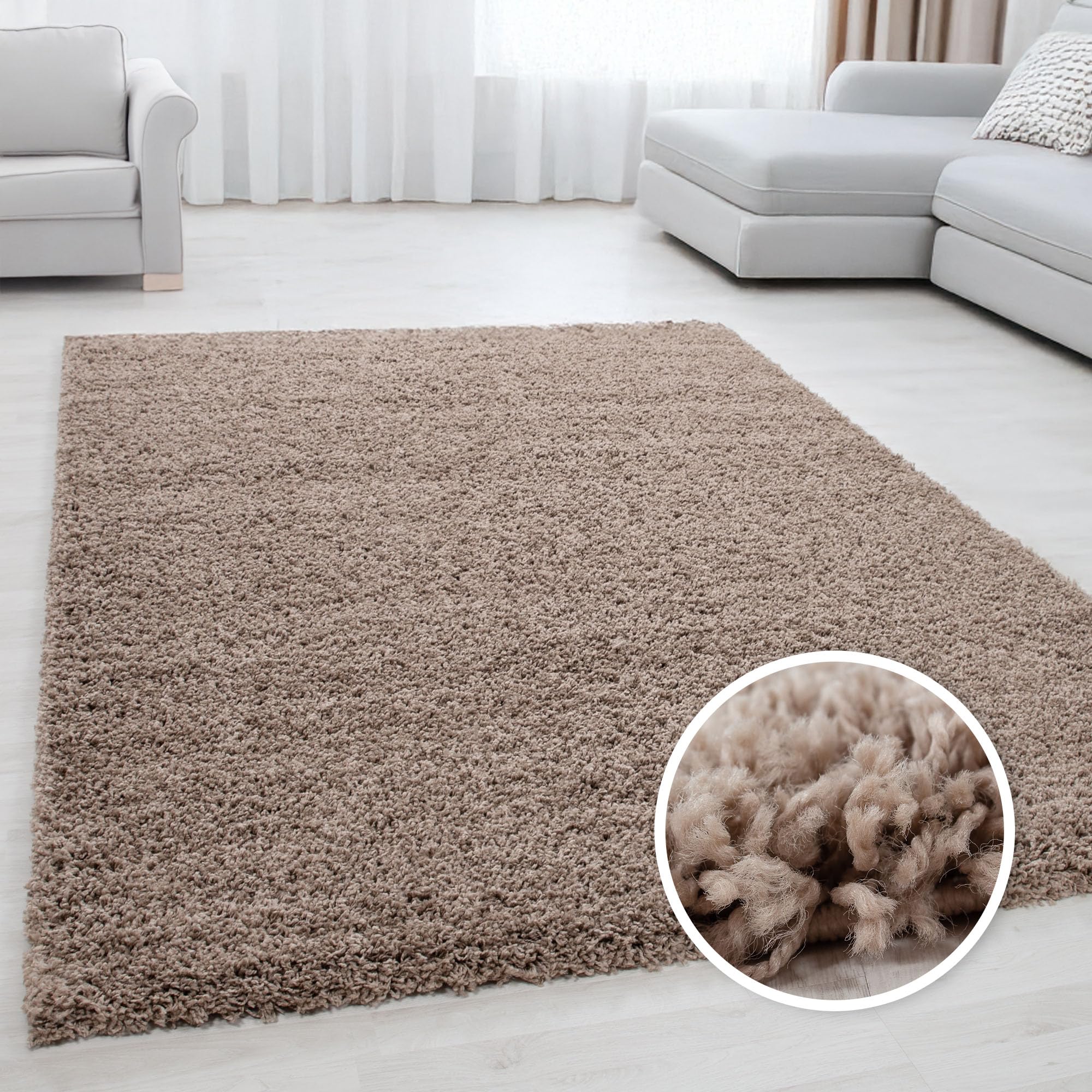 Miovani Alfombra de pelo largo, Shaggy de pelo largo, para salón, dormitorio, beige, 300 x 400 cm