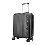 Cabin Max Velocity Trolley Rigido Cabin Size Leggero | Valigia con 4 Ruote in ABS Resistente 55x40x20 con Zip ESPANDIBILE a 55x40x25. Approvato per Voli Ryanair, EasyJet, BA (Classico Nero)