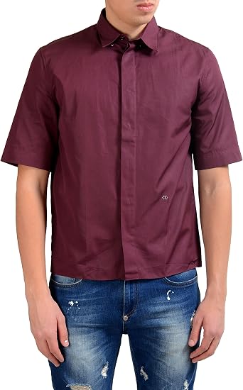 Burgundy Short Sleeve Dress Shirt 